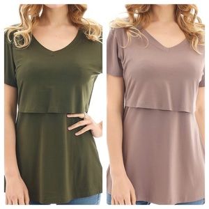Nursing T-Shirts (2 Pack - Green & Mauve)